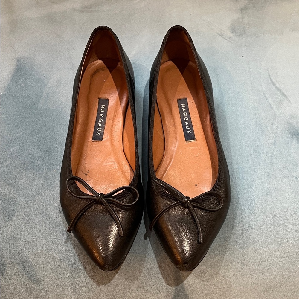 Margaux Black Leather Flats